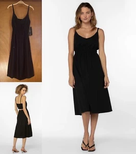 VELVET HEART Black Linen Blend Sexy Open Back Midi Sun Dress S M? Summer Trendy - Picture 1 of 11