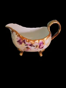Creamer vintage bordo oro, creamer fine China, creamer motivo floreale, piedini - Foto 1 di 7