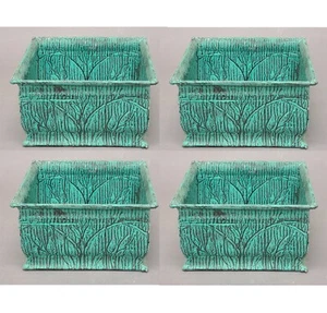 Planter Container Square Rustic Green Patina on Steel 8"X8"x4.5"High Set of 4 - Picture 1 of 3