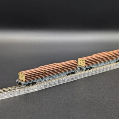 Kato 10-1891 - Rhaetian Railway (RhB) Rw Flatcar (with Logs) (4-Car Set) - N Gauge - Image 1 of 4