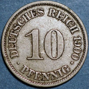 Germany Empire 10 Pfennig 1900 A Wilhelm II KM# 12 - Picture 1 of 2