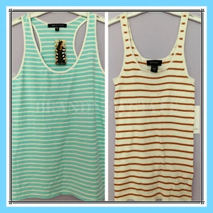 Karen Kane Women's Sleeve Less Stretchy Striped TANK TOP Size: L NEW - Picture 1 of 3