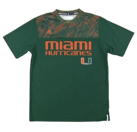 Miami Hurricanes Adidas Green Climalite Performance Player Tee Shirt NEW!! Cover