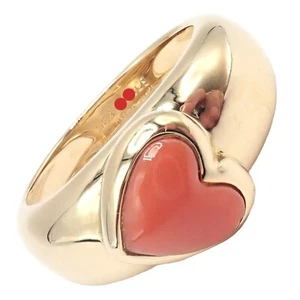 Rare! Authentic Van Cleef & Arpels 18k Yellow Gold Coral Heart Ring sz 4.5 - Picture 1 of 12