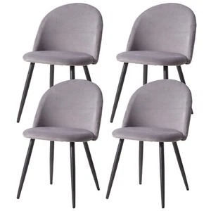 4x Sillas de comedor sillas de salón silla de cocina terciopelo acolchado Gris - Imagen 1 de 11