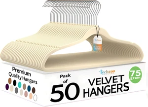 50 Pack New Premium Quality Velvet Hangers Ultra Thin Non Slip Adult Felt Space - Picture 1 of 12
