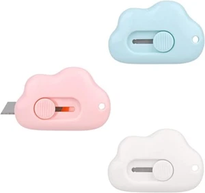 Cute Mini Retractable Utility Knife Pocket Box Cutters Plastic Cloud Flower 3pk - Picture 1 of 6