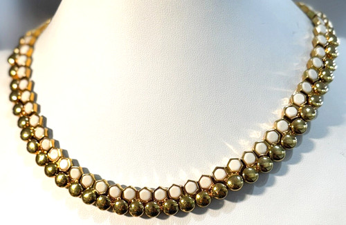 OFF WHITE Collana girocollo regolabile vintage Lauren Ralph Lauren LRL tono oro bianco sporco