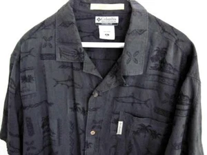 Columbia Sportswear schwarzes kurzärmliges Hemd Palme & Fisch Gr. XL Baumwollmischung - Bild 1 von 5