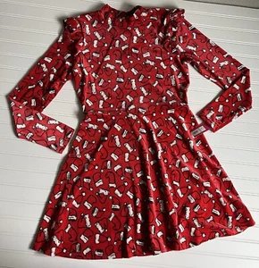 Xhilaration Christmas Dress Large Santa Hats Stockings Velvet Ruffles Red Xmas - Picture 1 of 10
