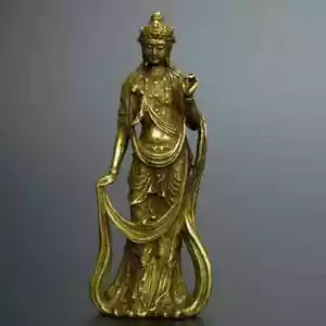 Chinese old collection handwork bronze Guanyin Bodhisattva pocket statue - Picture 1 of 5