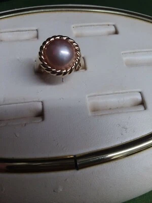 Кольцо из желтого золота 14 карат с жемчугом Mobly  - Изображение 1 из 4