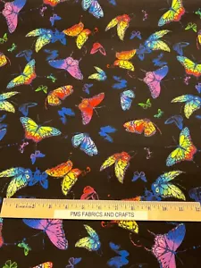 TT Rainbow Whirlwind Butterflies Digital 100% cotton fabric by the yard CD8704 - Picture 1 of 12