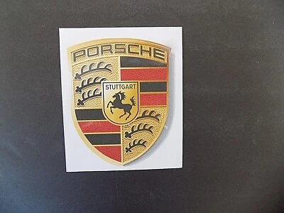 1 Porsche Crest Sticker Color Black Red vinyl decal original not metal 4.5"x3.5" - Image 1 of 4