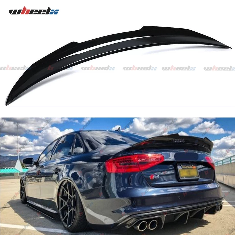 PARA AUDI A4 B8.5 2013-2016 NEGRO BRILLANTE ESTILO PSM HIGHKICK DUCKBILL ALERÓN DE MALETERO Foto 1 de 4