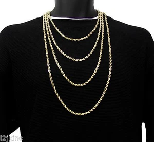 "Herren 14K gelb vergoldete französische Seilkette Halskette 3 mm 4 mm 5 mm 6 mm 20"" 36" - Bild 1 von 8