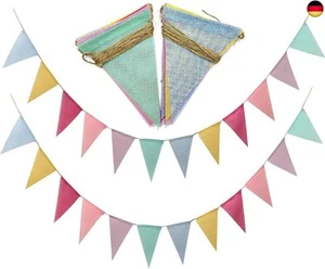 2 Stück Bunt Wimpelkette Wimpelbanner Wimpelgirlande Outdoor Girlande Deko für H - Bild 1 von 5