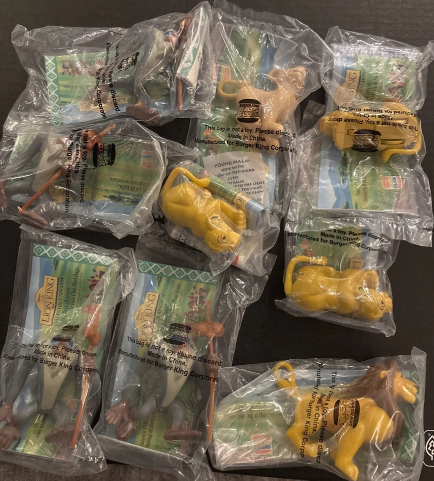 Винтажный Burger King Король Лев лот из 9 игрушечных фигурок  - Изображение 1 из 1