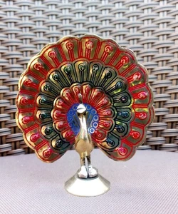 Exclusive Christmas 4" Brass Dancing Peacock Showpiece Home Decor Gifts Xmas Art - Picture 1 of 4