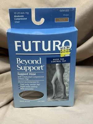 FUTURO Compression Beyond Support Hose 10-20 mm Hg 006586 Beige Tall New NIP - Image 1 of 4
