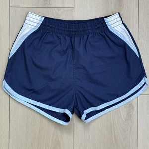 VTG 80s Jockey Swim Shorts M Navy Blue White Lined Retro Track Running USA - Picture 1 of 7