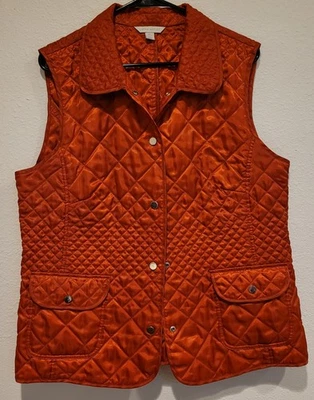 Chaleco acolchado XL para mujer Laura Ashley. Naranja quemada. Cierre a presión. Relleno de fibra. Foto 1 de 4