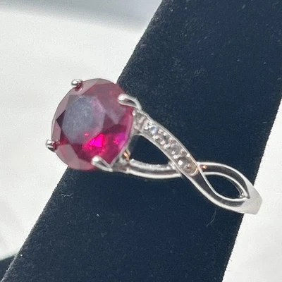 Anillo de plata de ley con rubí y topacio talla 8,25 Foto 1 de 4