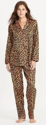 Nuevo con etiquetas Conjunto de pijama de 2 piezas Lauren Ralph Lauren para mujer S estampado de leopardo suave Foto 1 de 4
