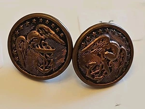 Pair Of Vintage USMC Uniform Buttons Unknown Back Mark & Ari Metal Works EGA 5/8 - Picture 1 of 11