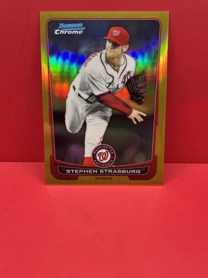 Bowman Chrome Baseball #154 2012 Stephen Strasburg refractor de oro 29/50 WS MVP Foto 1 de 2