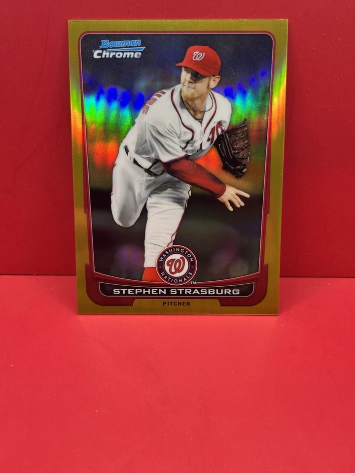 Bowman Chrome Baseball #154 2012 Stephen Strasburg refractor de oro 29/50 WS MVP Foto 1 de 2