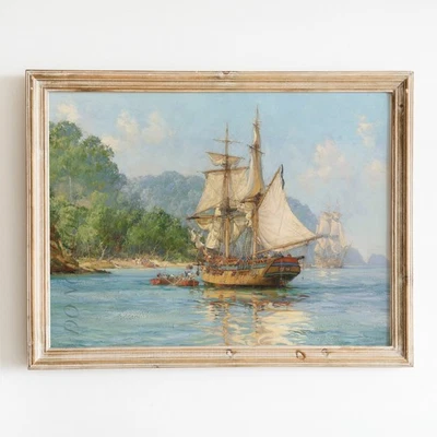 Impresión de póster de arte de pared costero océano barcos Haunt de Montague Dawson barcos barco Foto 1 de 4