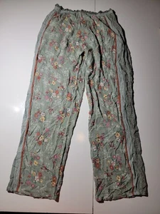 Tulle & batiste Floral Wide Leg Pants Women's Green Red Print Drawstring Size M - Picture 1 of 6