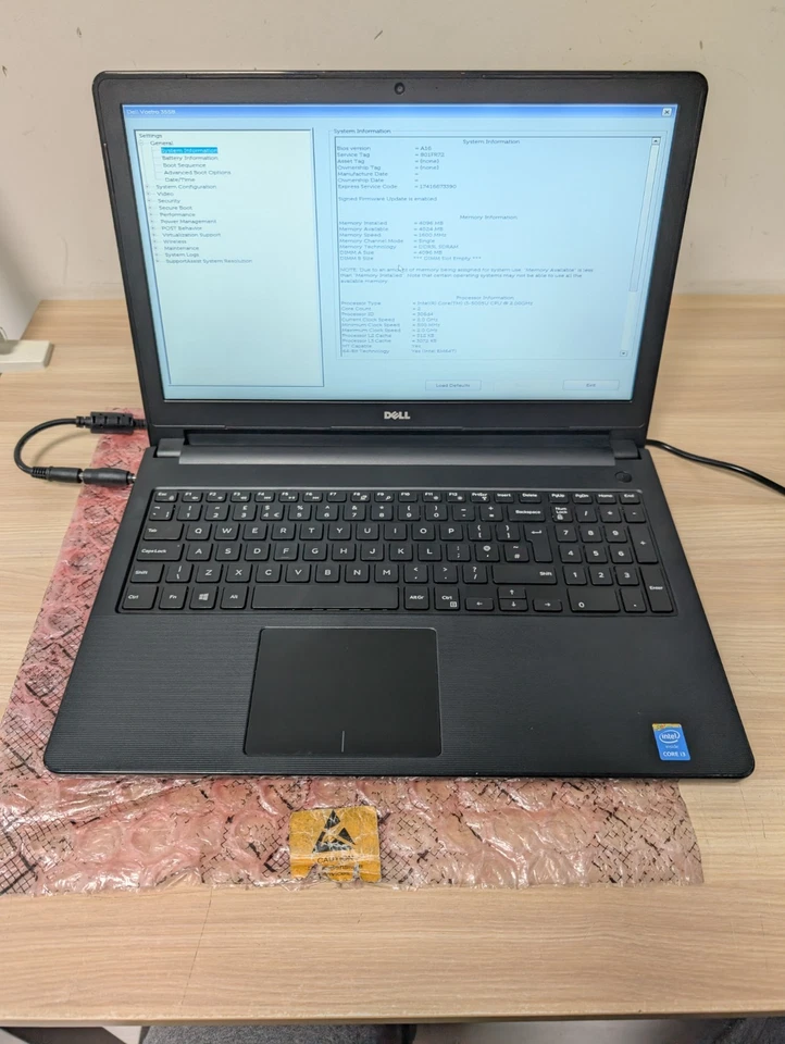 Dell Vostro 3558 - Intel Core i3-5005U - 4GB Ram - No Storage - Image 1 of 4