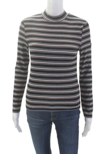 Sonia Rykiel Girls High Neck Paris Stripes Long Sleeve Blouse Top Black Size 12Y - Picture 1 of 6