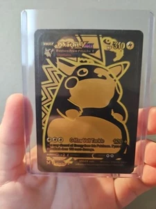 Pikachu Vmax Black Foil Fan Art Vinyl Textured Collector Pokemon Card - Picture 1 of 4