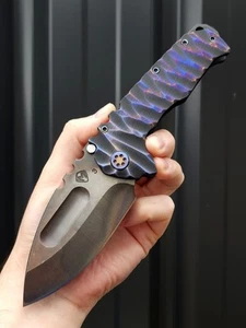 Medford Praetorian Ti Flamed Predator Titanium Scales Vulcan Drop Point 3V Blade - Picture 1 of 8