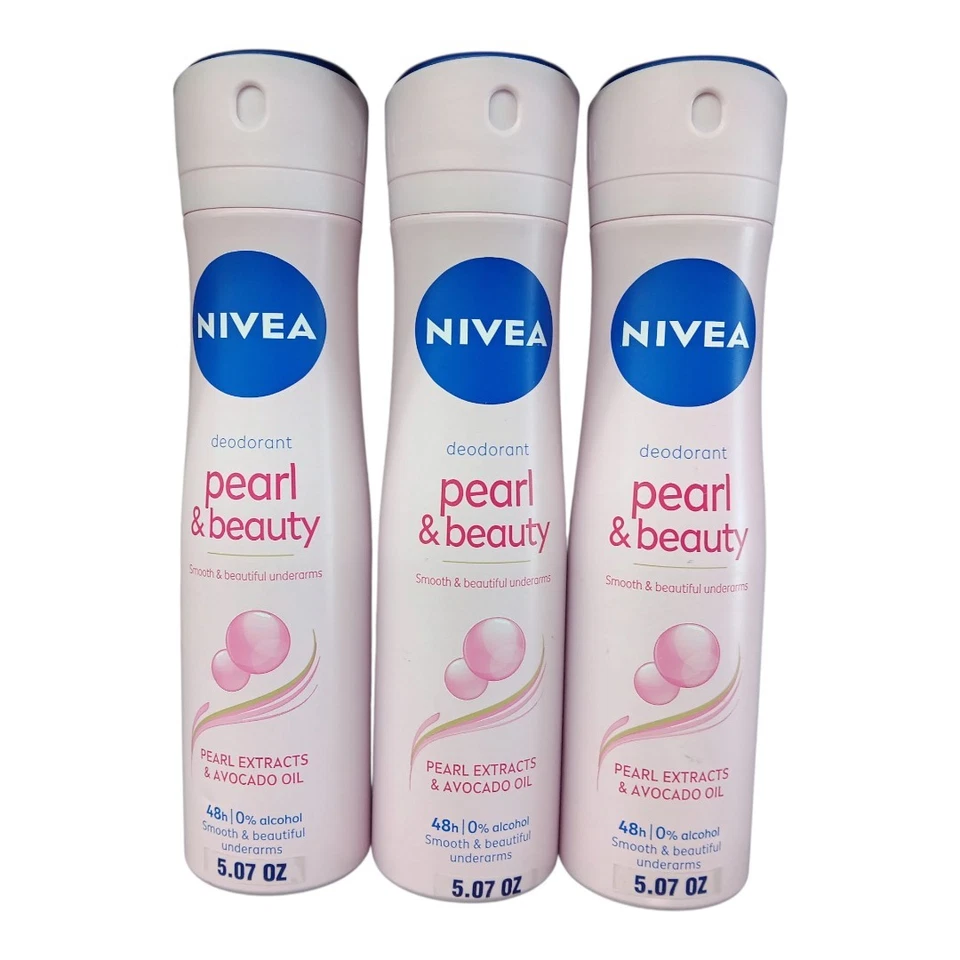3 Pack (5 oz each) NIVEA 48HR Pearl & Beauty Women's Deodorant Spray EXP 5/27 - Image 1 of 1