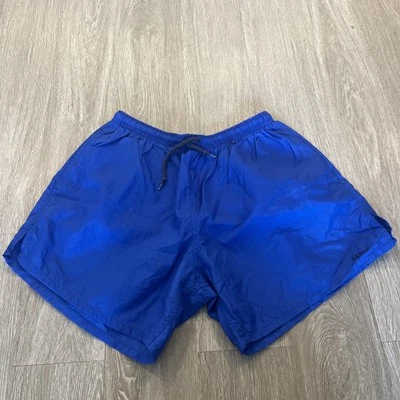 Vintage LL Bean Mens L Nylon Swim Trunk UnLined Blue Shorts Baggies Shiny - Image 1 of 4