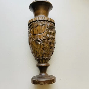 Vintage Wood Hand Carved Grape Vineyard Candle Holder/Vase 11.5” - Picture 1 of 12