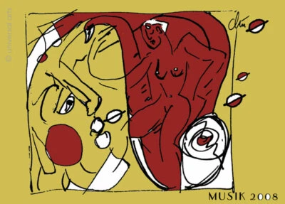 JACQUELINE DITT - Music ltd.ACEO Druck Grafik Miniatur ger.signiert Musik Akt - Bild 1 von 3