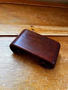Nice Wood Wooden Vase or Urn Stand w Curled Foot – 1.25 inches high x 3 and 5/8t - Picture 1 of 10