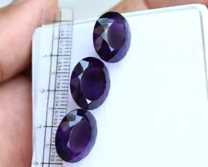 Piedra preciosa suelta corte facetado ovalado púrpura amatista africana natural AAA de 24,9 quilates 3 piezas - Imagen 1 de 6