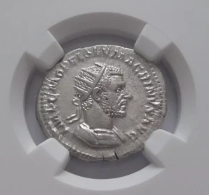 NGC AU 4/5 - 3/5 Macrinus, (217-218).Double-Denarius Antoninianus Rome.Rare! - Picture 1 of 6