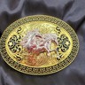 Engraved Triple Hearts Western Belt Buckle - Gold/Sterling Silver Plated Ladies' Buckle