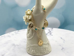 TAGLIAMONTE Designs(RS460) 925SS/YGP Cameo Bracelet *Turquoise*Fortuna*Reg.$250 - Picture 1 of 9