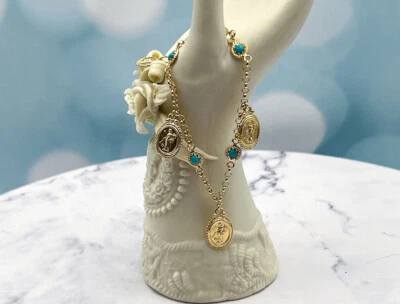 TAGLIAMONTE Designs(RS460) 925SS/YGP Cameo Bracelet *Turquoise*Fortuna*Reg.$250 - Image 1 of 4