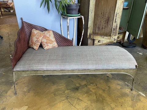 Vintage Hammered Tin and Wicker Daybed - One of a kind Cover