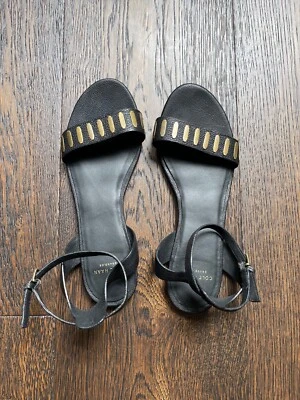 Sandalias planas de cuero negras con correa al tobillo Cole Haan Carya zapatos para mujer talla 7 Foto 1 de 4
