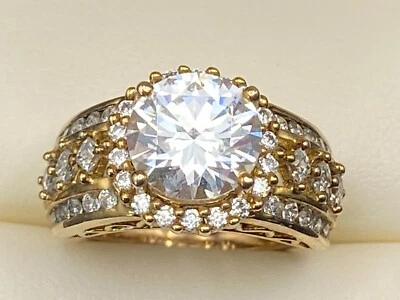 Anillo de compromiso MEDA oro vermeil plata esterlina 2,75 quilates circonita cúbica multipiedra talla 6 Foto 1 de 4